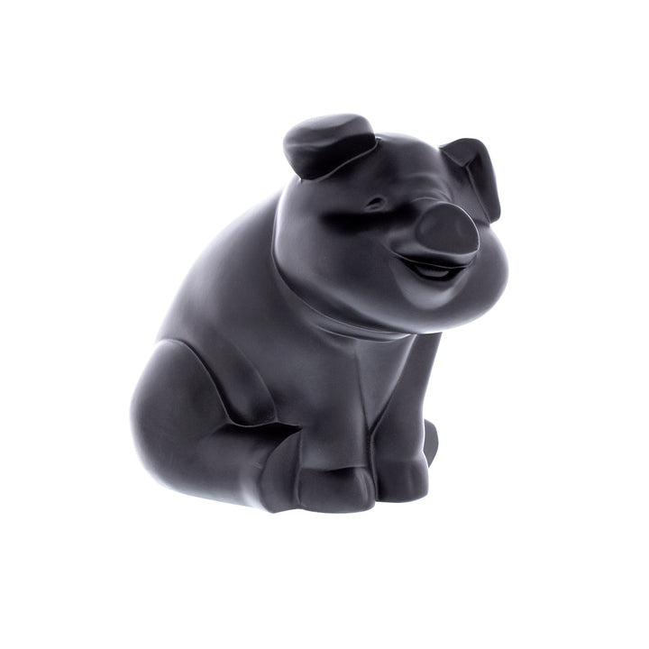 Die-Cast Sitting Pig Hood Ornament - Matte Black