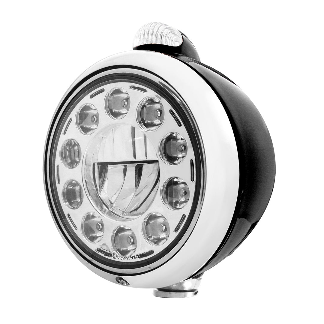 Black Guide 682-C Headlight 11 LED Bulb &amp; Dual Mode LED Signal - Clear Lens