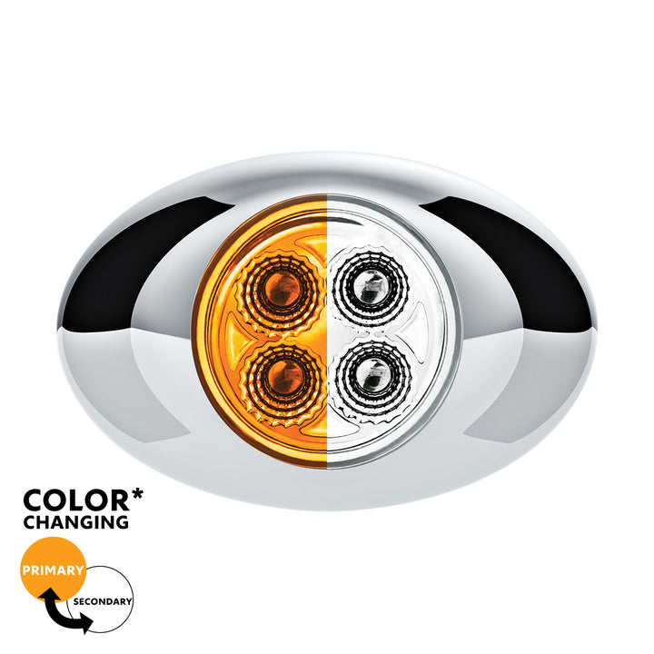 4 LED Double Fury Light (Clearance/Marker) - Amber &amp; White LED/Clear Lens