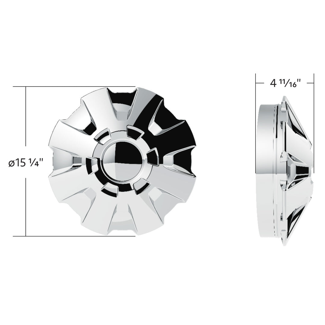 Rubicon Front Axle Cover Kit With 33mm Thread-On Nut Covers - Chrome