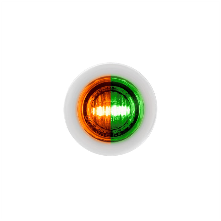 2 LED 3/4" Mini Dual Function Double Fury Light (Clearance/Marker) - Amber &amp; Green LED/Clear Lens