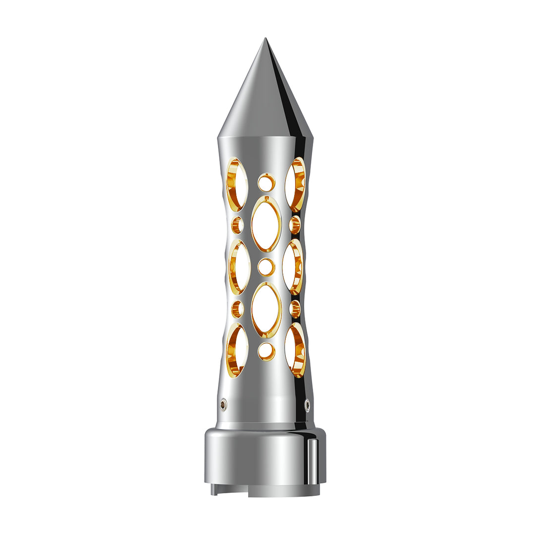 Thread-On Daytona Style Spike Gearshift Knob With LED 9/10 Speed Adapter - Chrome/Amber LED