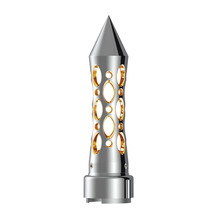 Thread-On Daytona Style Spike Gearshift Knob With LED 9/10 Speed Adapter - Chrome/Amber LED