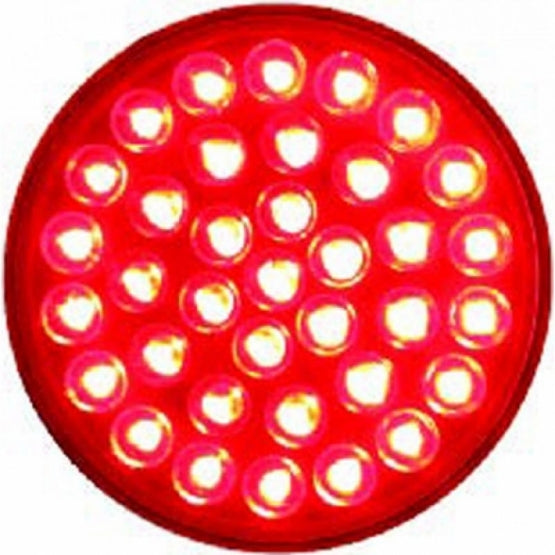 Stainless 1 Piece Rear Light Bar With 6 x 36 LED 4" Lights &amp; Bezels - Red LED/Red Lens