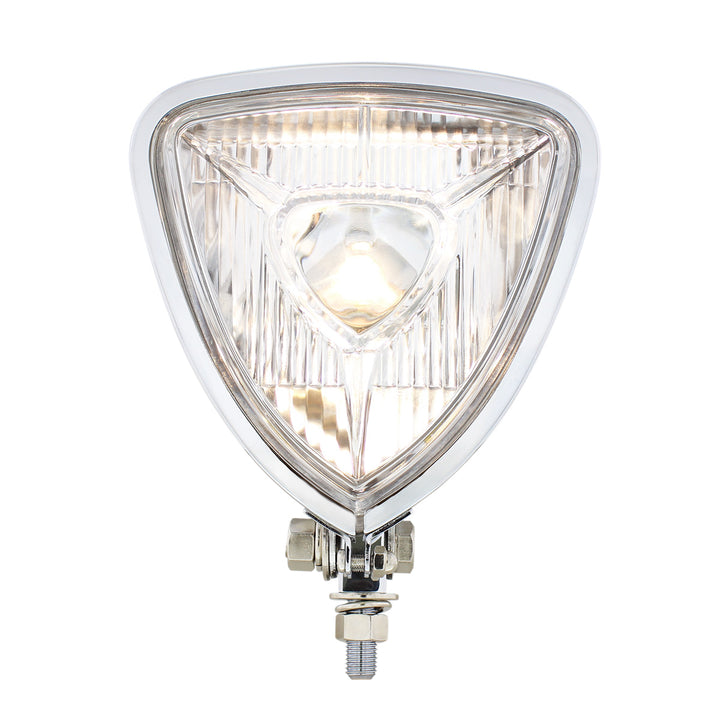 Triangle Headlight With Chrome Housing &amp; Flat Back