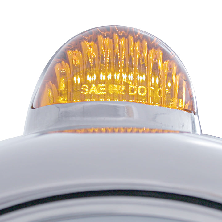 Stainless Steel Guide 682-C Headlight H4 With 6 Amber LED &amp; Dual Mode LED Signal - Amber Lens