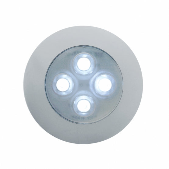 4 LED 1-3/4" Dome Light 3" Round Bezel - White LED/Clear Lens