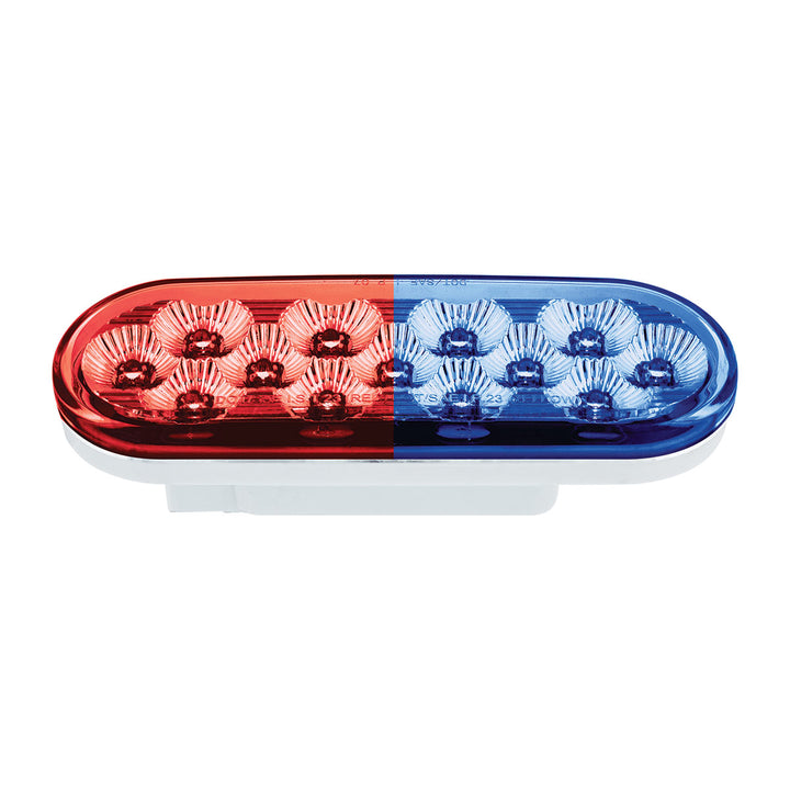 13 LED 6" Oval Double Fury Light (Stop &amp; Turn) - Red &amp; Blue LED/Clear Lens