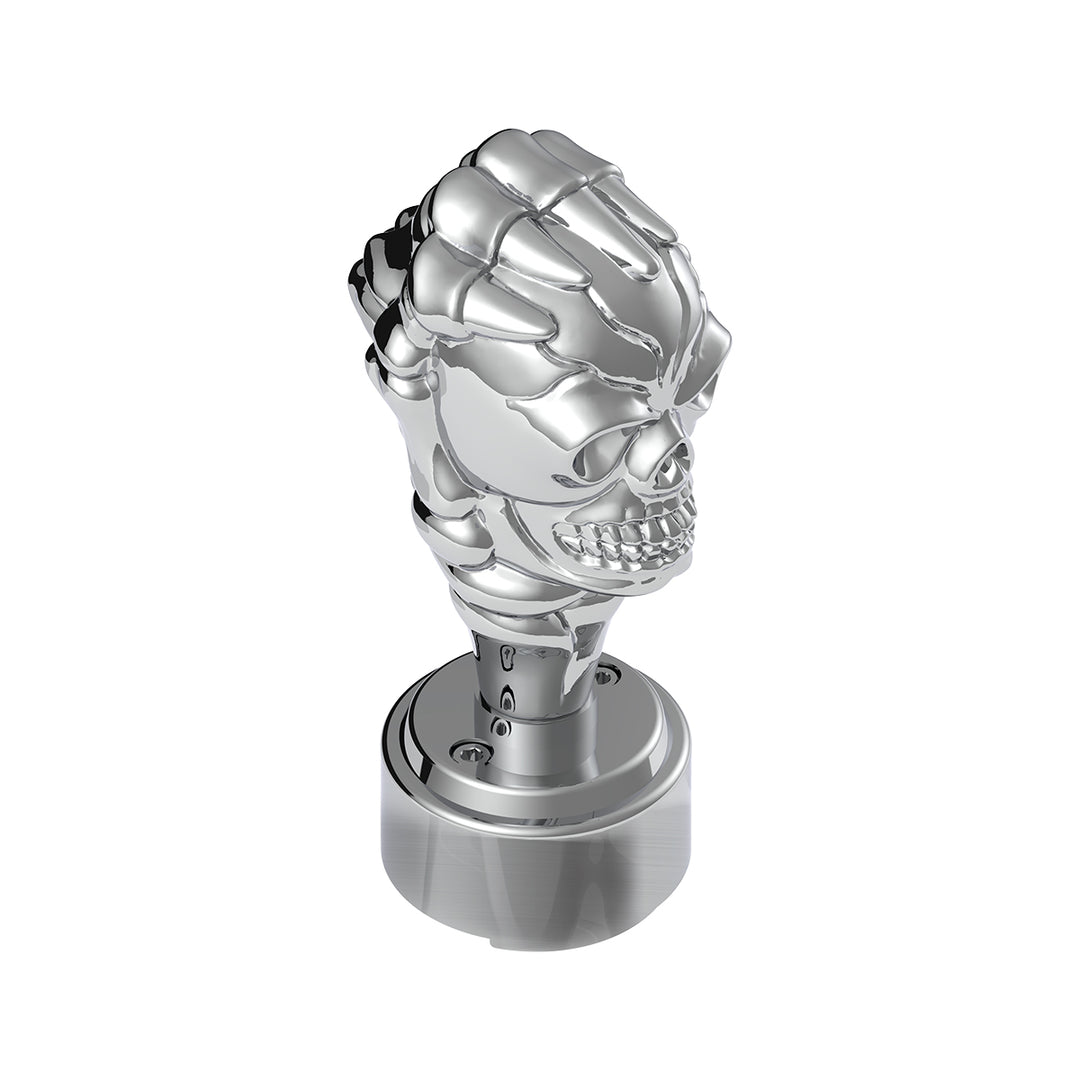 Thread-On Skull Gearshift Knob With 13/15/18 Speed Adapter - Chrome