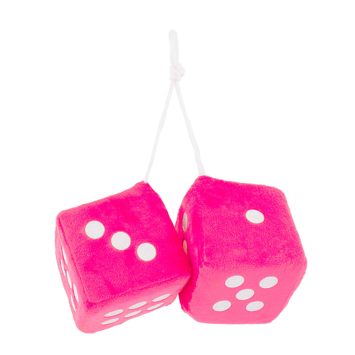 3" x 3" Classic Fuzzy Dice, Pink (Pair)