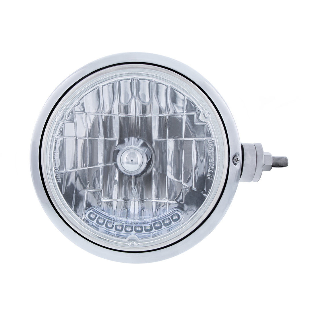 Chrome Guide 682-C Style Headlight Assembly W/Crystal Lens &amp; 10 LEDs Position Light - R/H (Horizontal Mount)