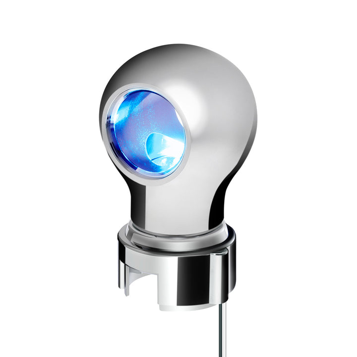 Thread-On Chrome Charlotte Style Gearshift Knob With LED 13/15/18 Speed Adapter - Blue LED