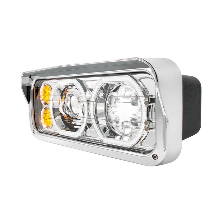Chrome High Power Heated 10 LED Headlight With LED Turn &amp; DRL - Passenger