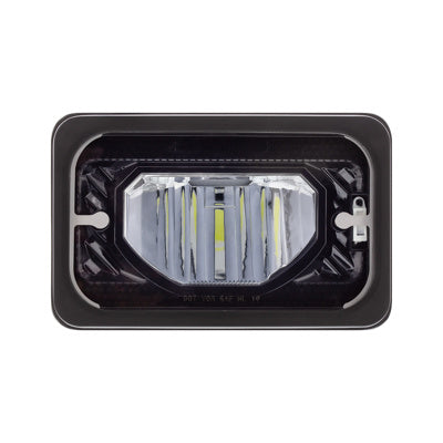 ULTRALIT - Heated 4" x 6" LED Headlight With Glass Lens &amp; Aluminum Housing - Low Beam - Black