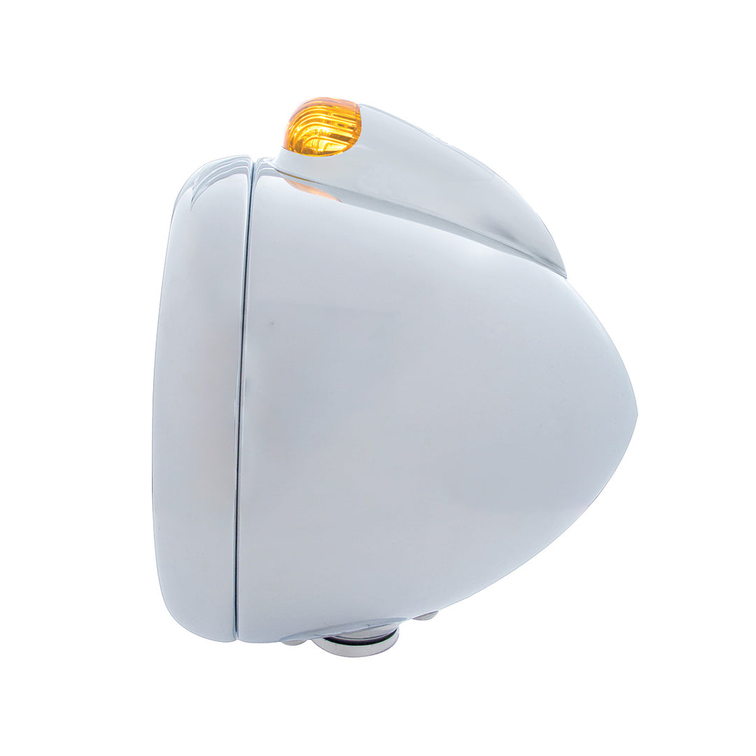 Chrome Guide 682-C Headlight H6024 &amp; Dual Mode LED Signal - Amber Lens