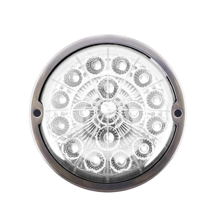 17 LED Watermelon Double Fury Light Flush Mount Kit With Low Profile Stainless Steel Bezel - Red &amp; White LED/Clear Lens