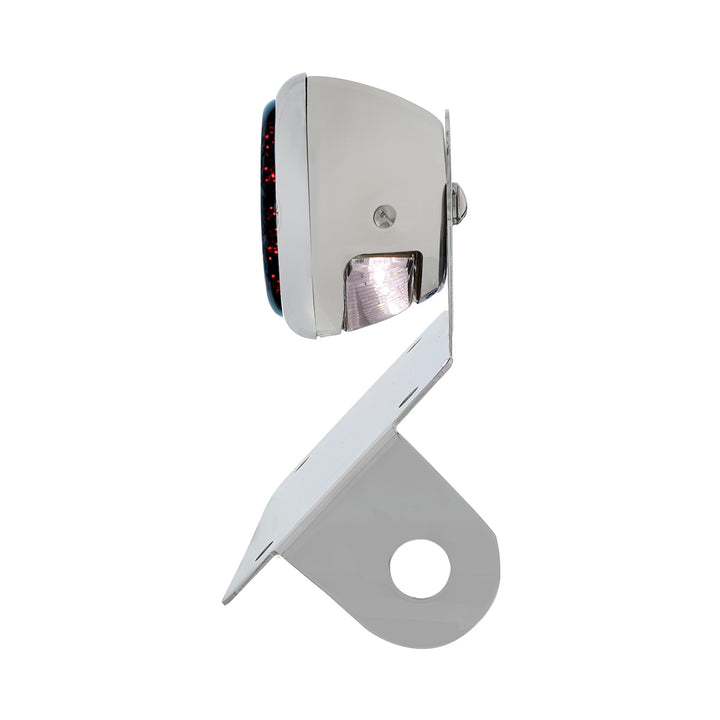 Chrome Horizontal Side Mount License Bracket For Motorcycle With 1933-36 Ford Style LED Tail Light