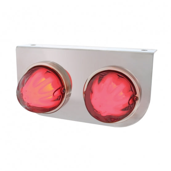 Stainless Light Bracket With 2 x 9 LED Dual Function Watermelon GloLight - Red LED/Clear Lens