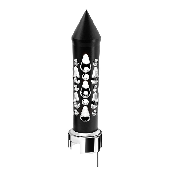 Thread-On Brooklyn Style Spike Gearshift Knob With LED 13/15/18 Speed Adapter - Matte Black/White LED