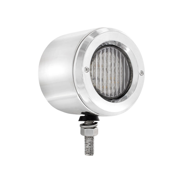 Stainless 2-1/2" Double Face Light With LED Lights &amp; Bezels - Amber &amp; Red LED/Clear Lens