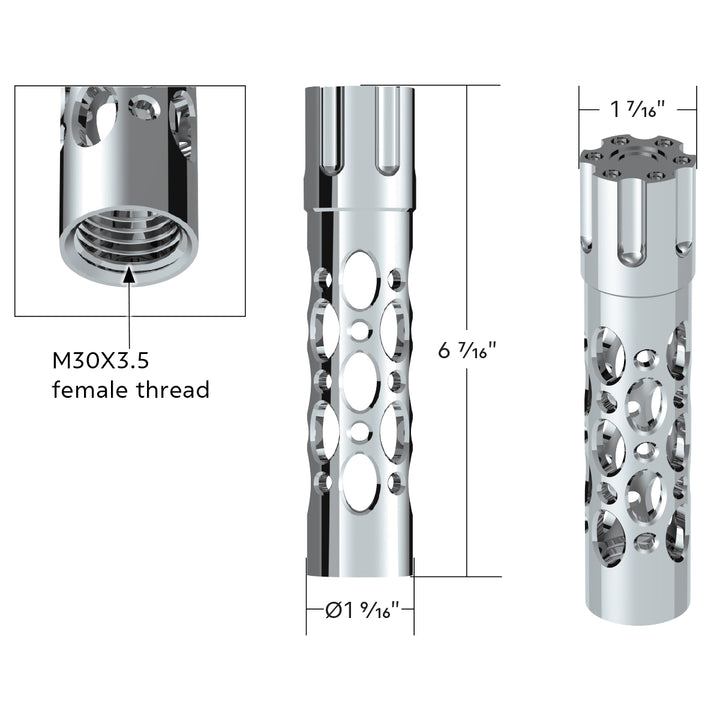 M30 x 3.5 Thread-On Austin Style Gun Cylinder Gearshift Knob - Chrome