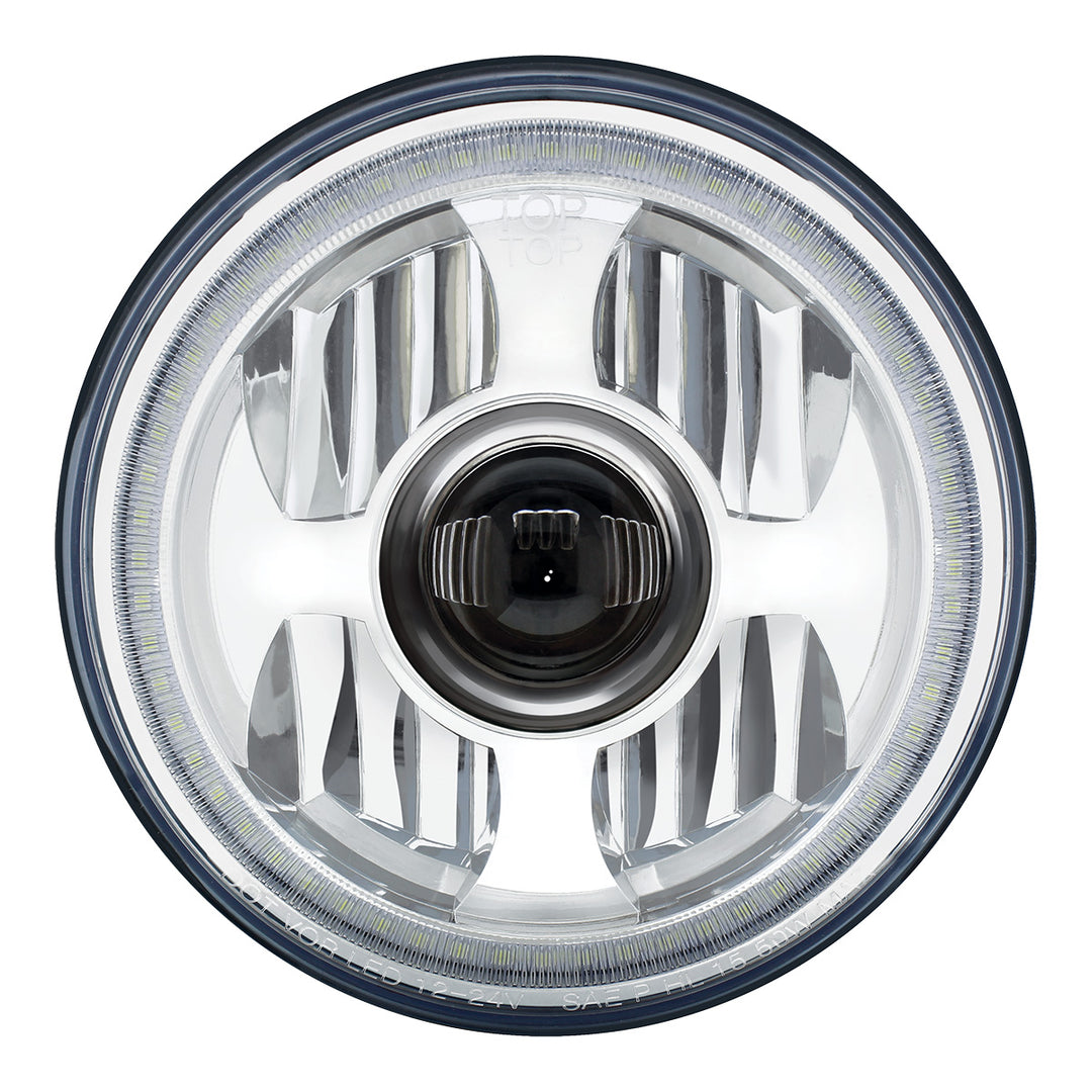 ULTRALIT - High Power LED 7" Projection Headlight With Dual Color LED Position Halo Ring