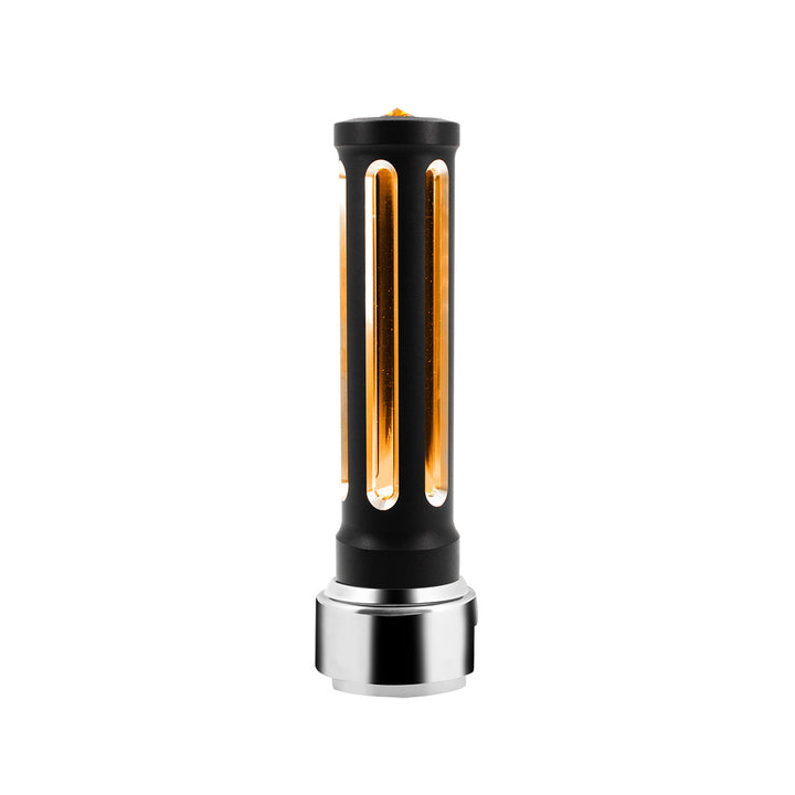 Thread-On Matte Black Sonoma Style Gearshift Knob With LED 13/15/18 Speed Adapter - Amber Crystal/Amber LED