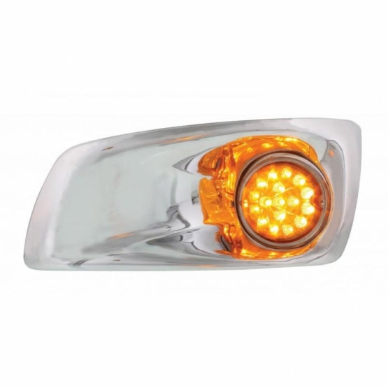 Fog Light Cover With Amber LED Hi/Lo Clear Style Reflector Light For 2007-17 KW T660 - Driver - Amber Lens