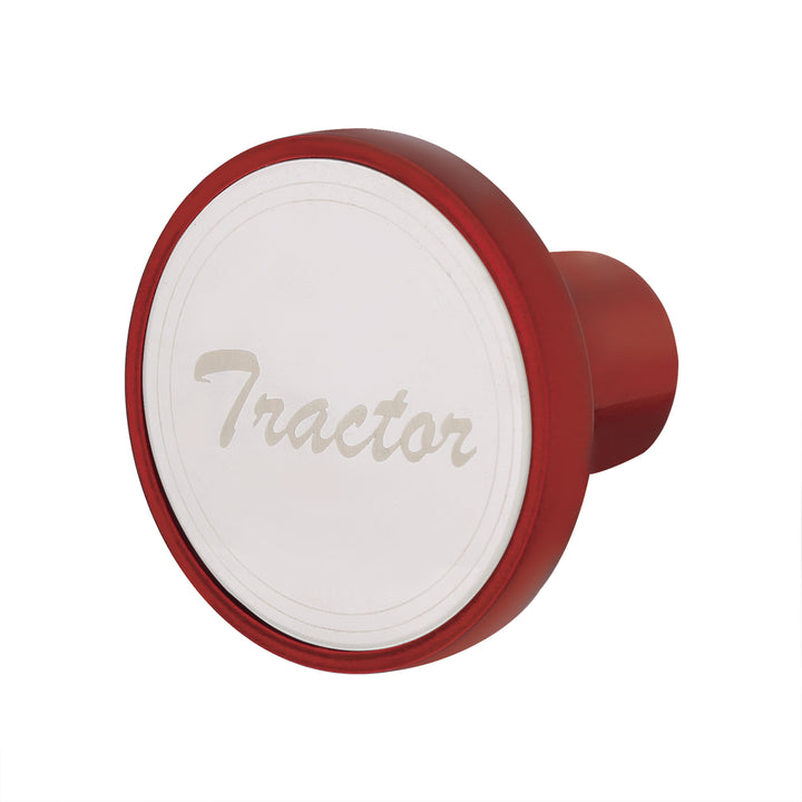 Aluminum Screw-On Air Valve Knob With Stainless Tractor Plaque - Candy Red