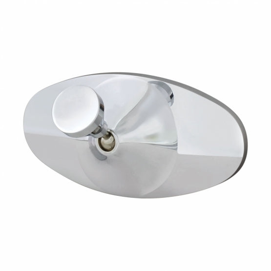 Oval Chrome Plated Aluminum Interior Rear View Mirror With Glue - On Mount