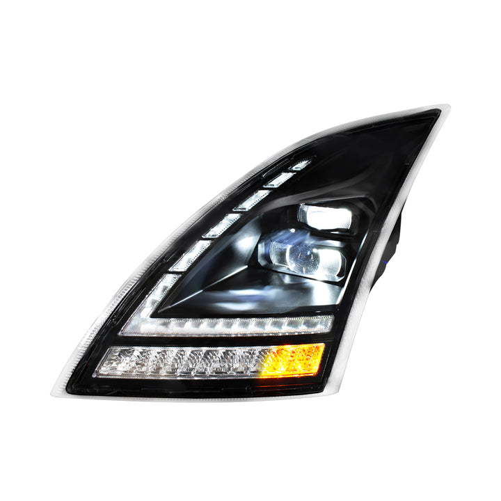 Blackout Full LED Headlight With Switchable Sequential Turn Signal. 2018-2024 Volvo VNL - Driver