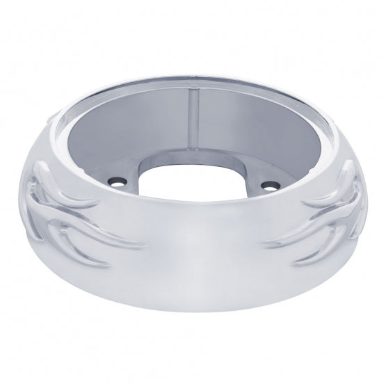 Chrome Flame Horn Button Bezel
