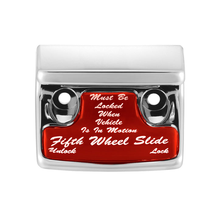Chrome Plastic Fifth Wheel Switch Guard With Glossy Sticker For 1990-2010 Freightliner Classic - Red Sticker