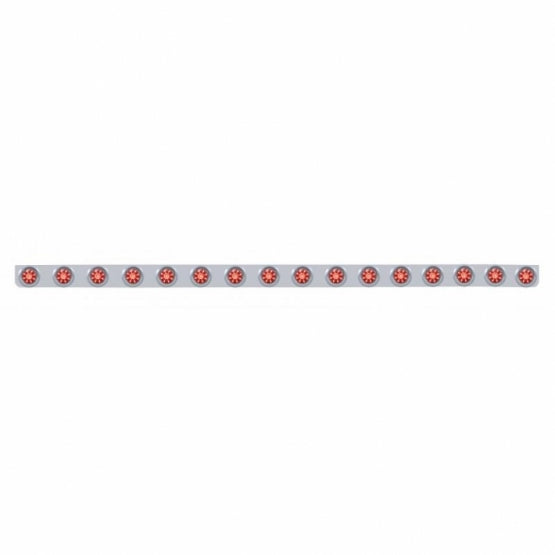 79-1/2" Stainless Steel Bumper Light Bracket With 16 x 9 LED 2" Beehive Lights &amp; Visors - Red LED &amp; Lens
