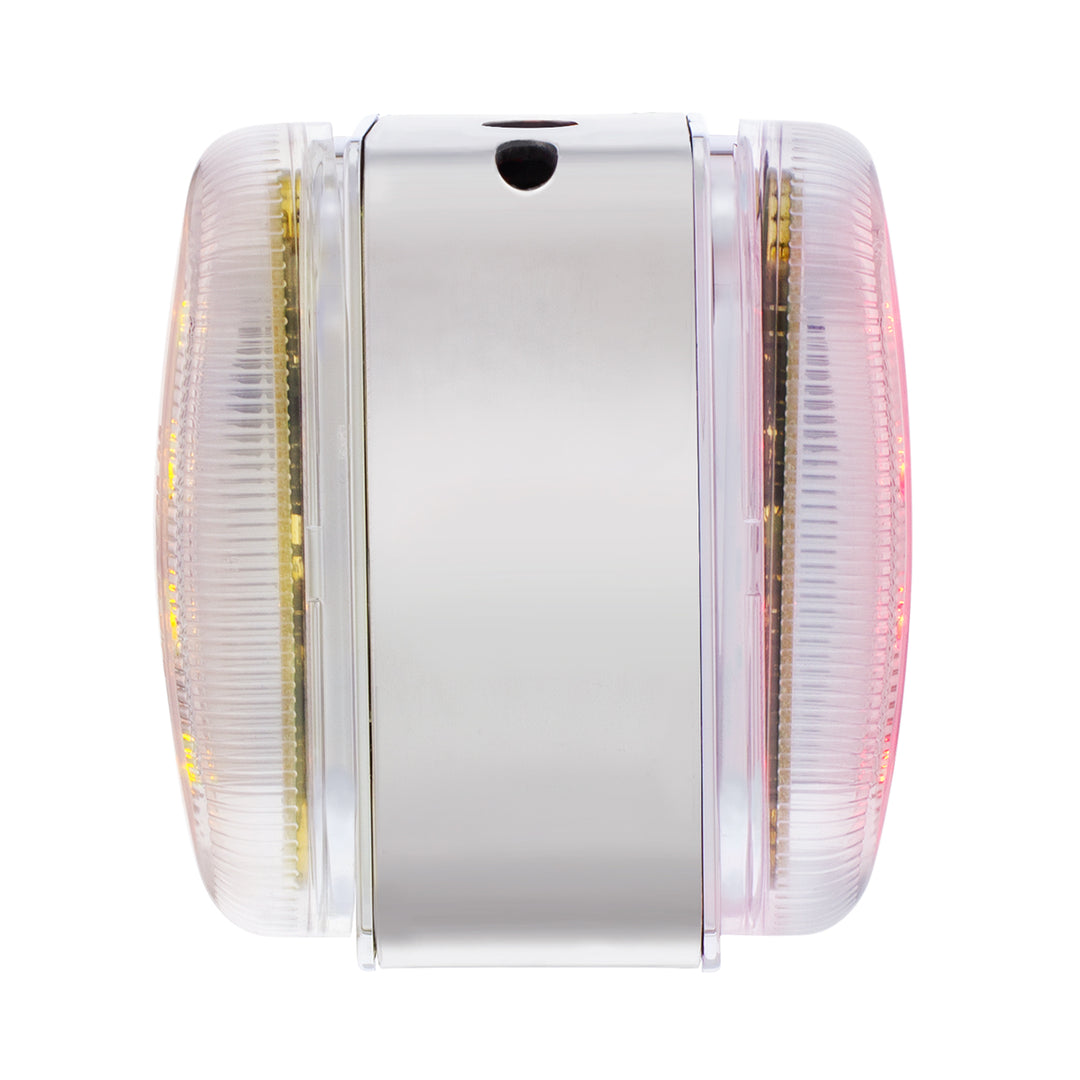 26 LED Dual Function Reflector Double Face Oval Light With Stainless Steel Bracket - Amber &amp; Red LED/Clear Lens