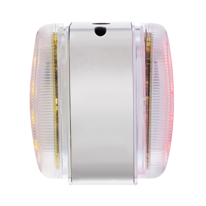 26 LED Dual Function Reflector Double Face Oval Light With Stainless Steel Bracket - Amber &amp; Red LED/Clear Lens