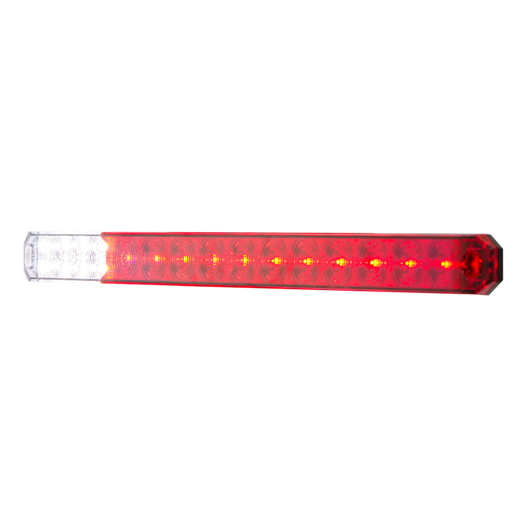17" 27 LED Low Profile Light Bar (Stop, Turn &amp; Tail) With Back-Up Light - Red &amp; White LED/ Clear Lens