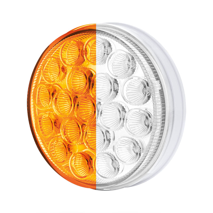 19 LED 4" Round Double Fury Light (Turn Signal) - Amber &amp; White LED/Clear Lens