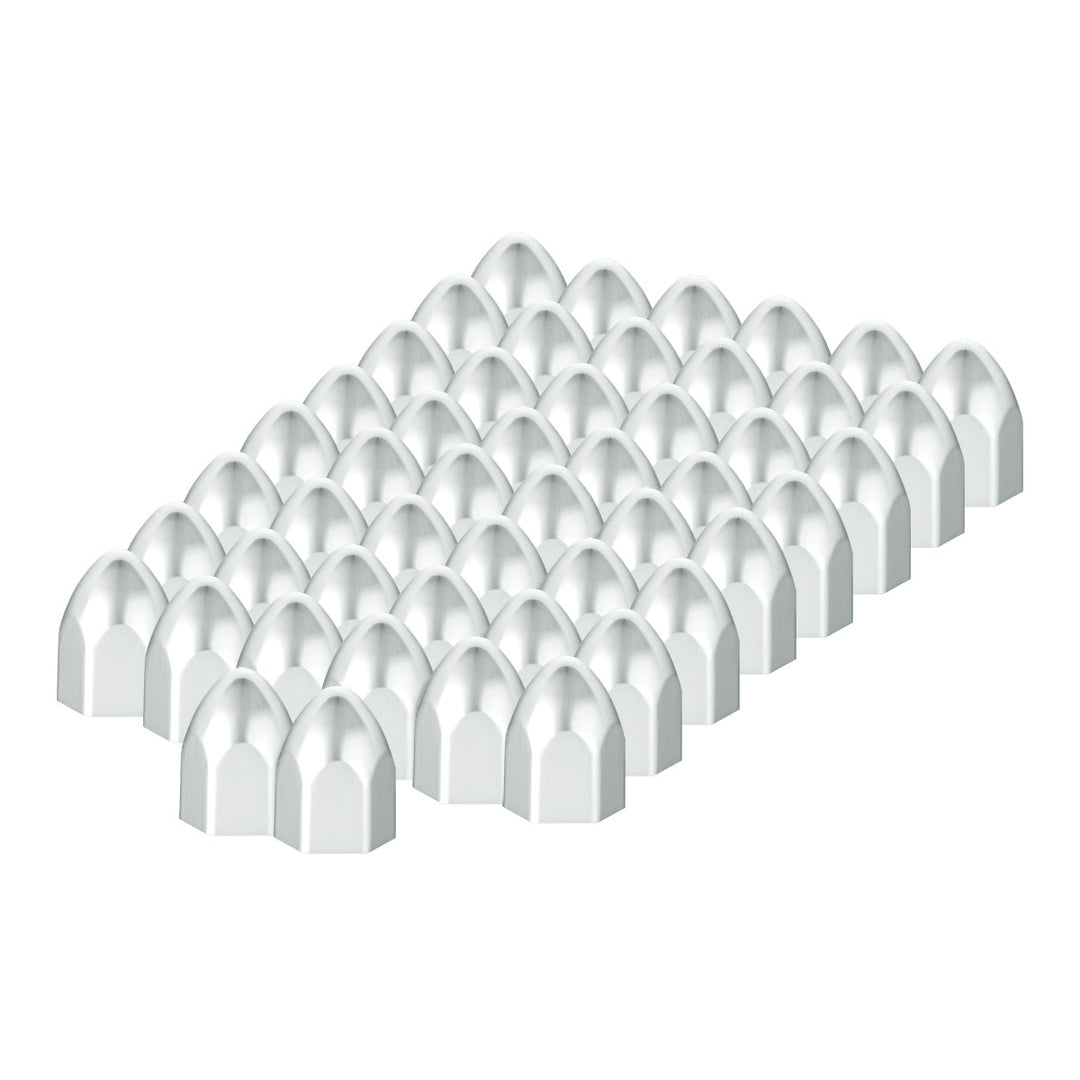 9/16" x 15/16" Chrome Plastic Bullet Nut Covers - Push-On (50-Pack)