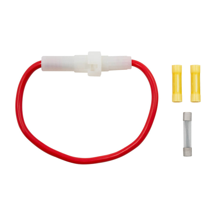 In - Line Glass Fuseholder 10 AWG 6.5" Wire w / (1)30 Amp AGC Fuse &amp; (2)Vinyl Terminals, 1 Set.