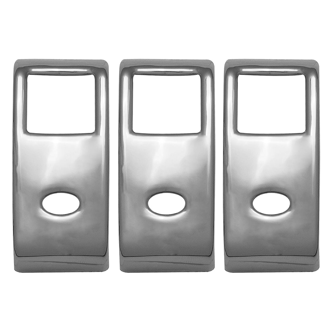 Chrome Rocker Switch Cover For Peterbilt 579 (2013-2019) &amp; 567 (2014-2018) - 2 Openings (Card of 3)