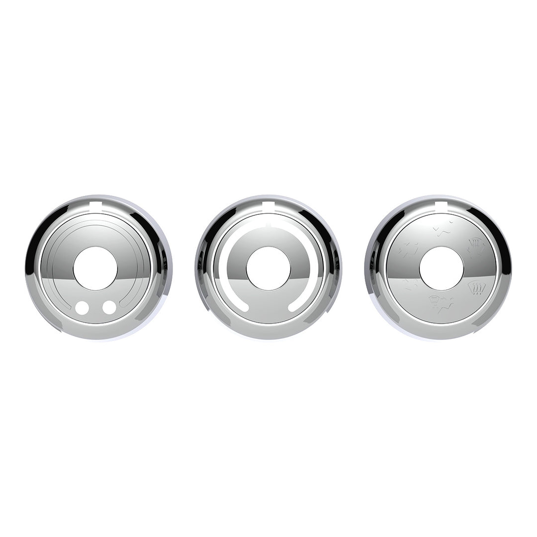 Chrome Plastic A/C Control 6 - Piece Dial Covers For 2018-2025 Freightliner Cascadia