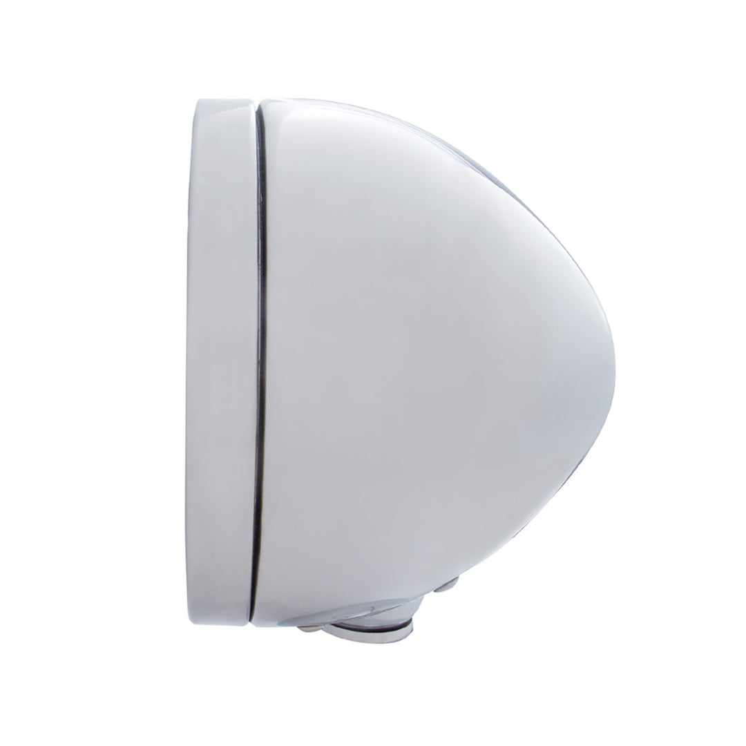 Stainless Steel Classic Headlight H4 With 34 White LED &amp; Dual Mode LED Signal - Clear Lens