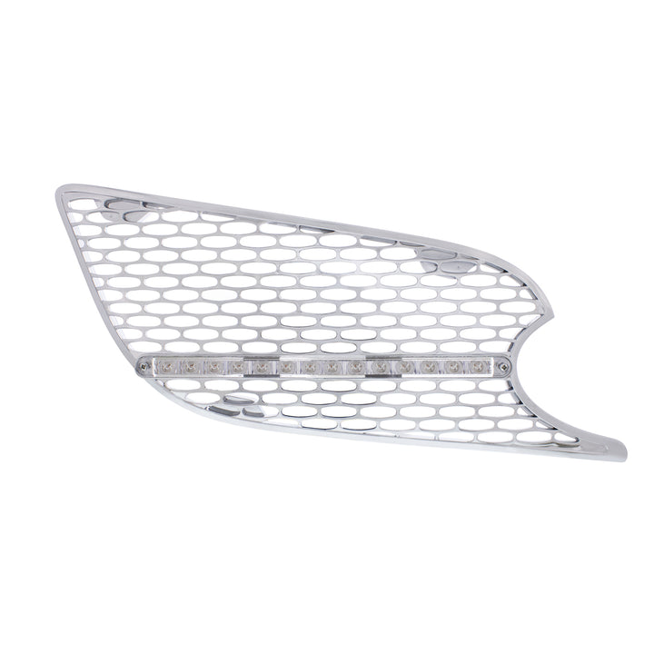 Chrome Air Intake Grille With LED Light For 2012-2021 Peterbilt 579 (Passenger) - Amber LED/Clear Lens