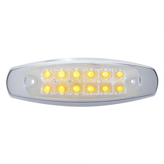 12 LED Reflector Rectangular Light With Bezel (Clearance/Marker) - Amber LED/Clear Lens (Bulk)