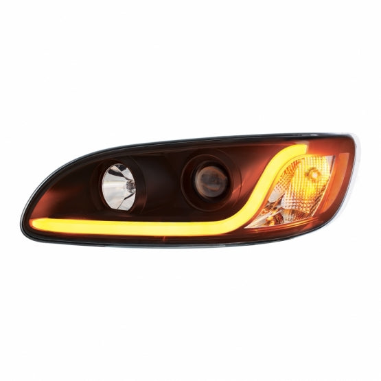 Black Projection Headlight W/LED Dual Function Light Bar For PB 386 (2005-2015) &amp; 387 (1999-2010) - Driver