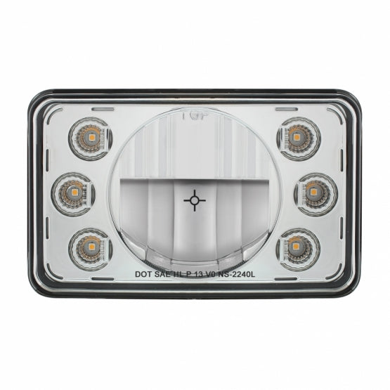 ULTRALIT - 4" x 6" LED Headlight With Dual Function 6 Amber LED Position Lights - Low Beam