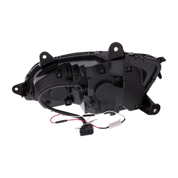 Black LED Headlight With Sequential Turn Signal &amp; Position Light Bars For 2008-17 Kenworth T660 - Passenger