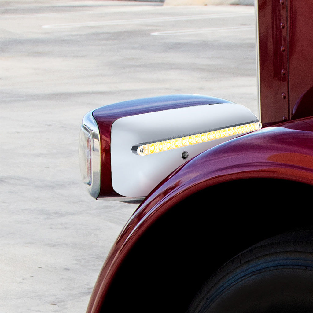 19 LED Rear Headlight Housing Cover For 2008-2023 Peterbilt 389 (Driver) - Amber LED/Clear Lens