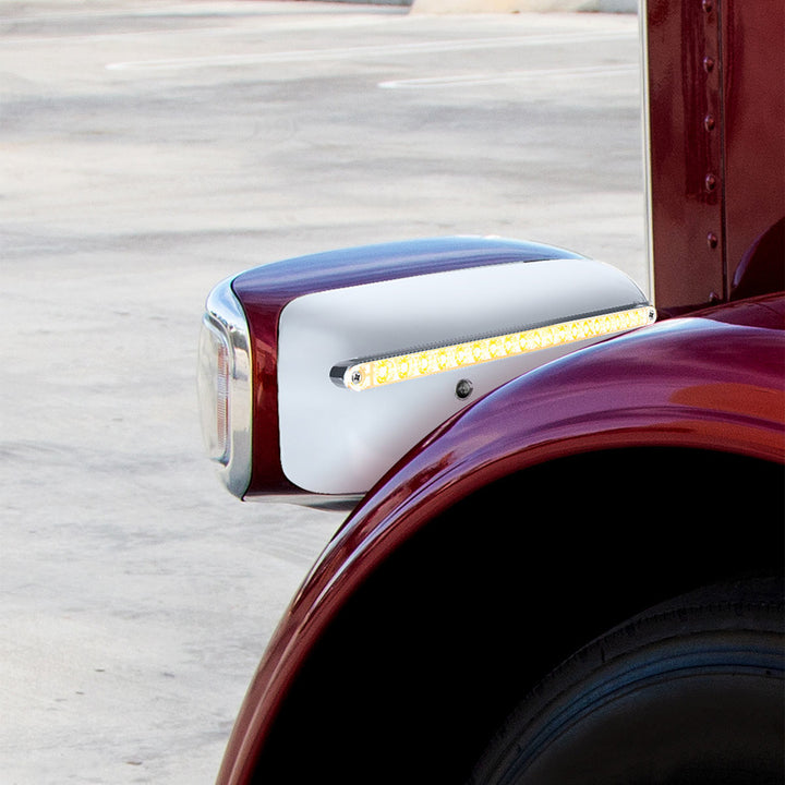 19 LED Rear Headlight Housing Cover For 2008-2023 Peterbilt 389 (Driver) - Amber LED/Clear Lens